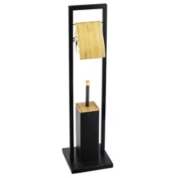 Badezimmer-Set 2-in-1 | WC-Bürste mit Toilettenpapierhalter und Papierständer | schwarz | GY-TB018-BLACK