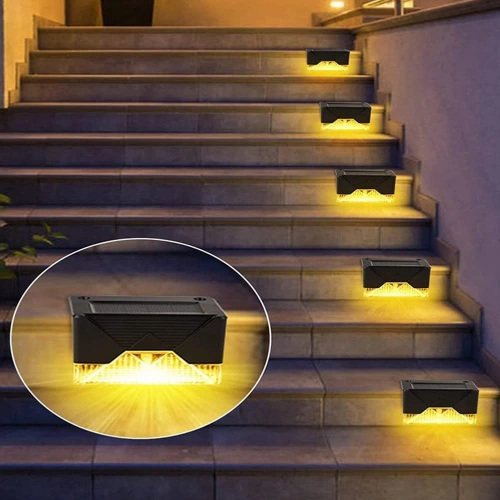 LED-Gartenleuchte Set | 4 Stück, solarbetrieben, zur Montage an Treppen, Zaun oder Geländer | BS-113