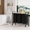Wäschekorb mit Regal | Dreifach-Wäschekorb | Wäschekorb mit Rollen | MZ-B30-SCHWARZ