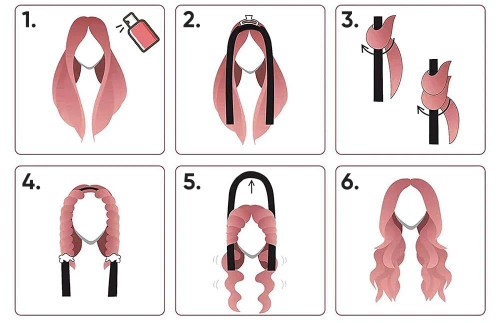Lockenwickler ohne Hitze | Lockenstab | Wellenformer-Set | SD-13-PINK