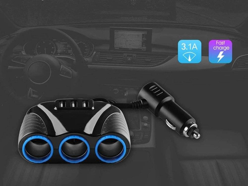 Zigarettenanzünder-Steckdose-Splitter 120W | 3 USB-Anschlüsse 3.1A | C08