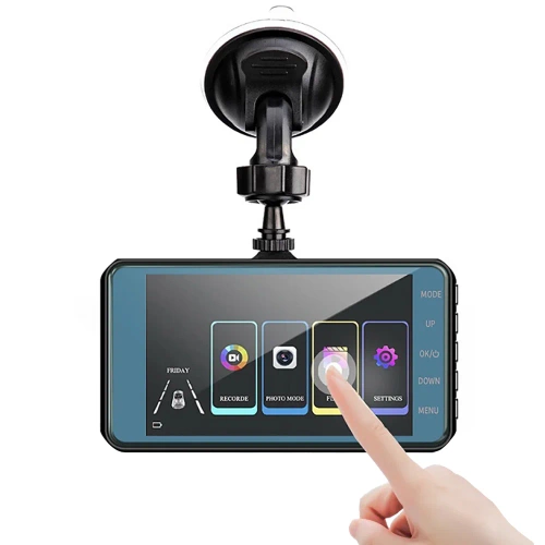 1296p-Auto-DVR mit Rückfahrkamera und 4-Zoll-Touchscreen – G-Sensor, WDR, Parken, 2 Kameras | 2-in-1-Auto-DVR mit Touchscreen und Rückfahrfunktion – 1296p, G-Sensor, WDR, Loop-Aufnahme | PZ-V12-Dual