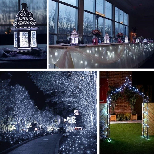 Solar-Girlande, Gartenleuchte zum Einstecken | 100 LED-Lichter, 10m | kaltweiß | FLD-100LED-WC