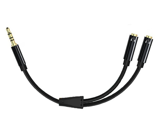 Mini-Jack-Splitter | vergoldete Enden und Anschlüsse | HQ-Qualität | AH2-B-33CM-Schwarz