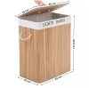 Natürlicher Wäschekorb | Bambus Spielzeugkiste | Holzwäschekorb | Zweikammer Wäschesortierer für das Badezimmer | ZYL-100L-LIBR