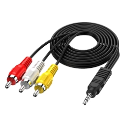 Audio-Video-Kabel Miniklinke 3,5 mm TRRS | 3× Cinch 1,5 m – AV-Kabel für TV, Beamer, Heimkino | AV-C1.5M-B