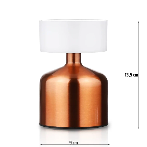 Tischlampe mit integriertem Akku | Nachtlicht mit drei Leuchtfarben | Stimmungsvolle Lampe für Hotel, Restaurant | HJA44-COPPER
