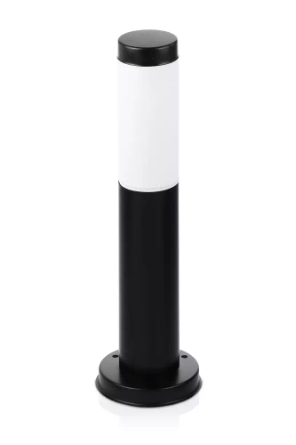 Gartenstandleuchte mit rundem Sockel für E27-Glühbirne | 230V Stromversorgung, Edelstahl | Mattschwarz, 45cm | LLR-45CM