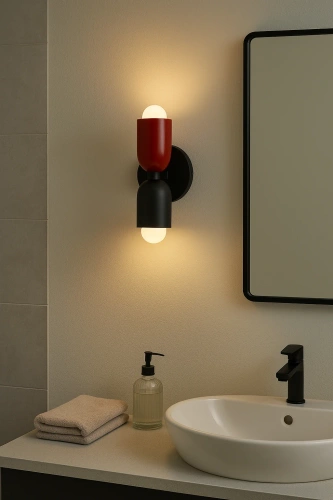 LED-Wandleuchte E27 | Design Wandlampe für Wohnzimmer oder Schlafzimmer | YG-W008-R+B