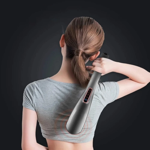 Massagepistole mit austauschbaren Aufsätzen | Vibrationsmassage für Rücken, Cellulite-Behandlung | grau | YT-1706-GREY