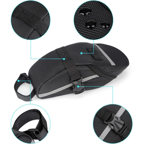Wasserdichte Fahrradtasche aus strapazierfähigem 600D-Material | Leichte, aerodynamische Satteltasche mit Reflektoren | 600DCWBW-208