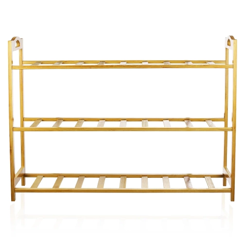 Holz-Schuhschrank | 3 Ablagen, ökologisch, stabiler Organizer für den Flur | Regal, Schuhständer | NML-685