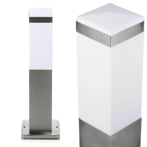 Gartenleuchte stehend, quadratischer Pfosten für E27-Leuchtmittel | 45 cm, 230 V, Edelstahl | LLF-45CM