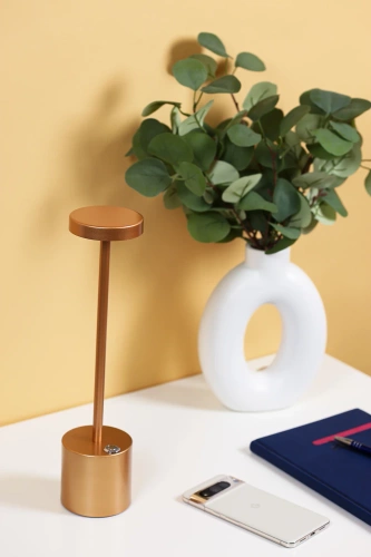 34 cm Tischlampe mit eingebautem Akku | Nachtlicht mit drei Leuchtfarben | Stimmungsvolle Lampe für Hotel, Restaurant | HJA28-ROSEGOLD-2