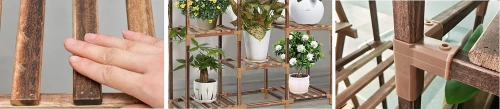 Holzblumenständer für Töpfe | Pflanzenständer | Blumenregal | NZ252-BAMBOO