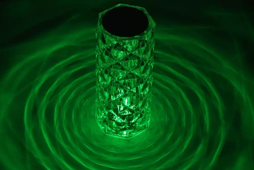 LED-Tischleuchte Kristalloptik | Rosenmuster, 16 RGB-Farben, Touchpanel, Fernbedienung, USB-C-Kabel, 2.000 mAh Akku | RPL-C16-RGB