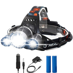LED-Stirnlampe XML-T6 CREE + 2x CREE R5 | 2x 18650 3.7V, 2000lm, 4 Beleuchtungsmodi | TM-134