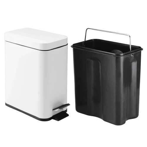 Badezimmer Mülleimer | rechteckig, mit Pedal | 5 Liter, weiß | GY-PS5L