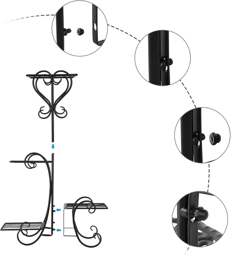 Metall-Pflanzenständer | Regal für Pflanzen | schwarz | MF-S05-BLACK