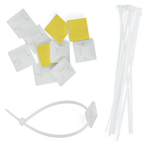 Set 10 Stück Kabel- und Drahtorganizer | Kabelbinder und Schaumbandbasis | Weiß | KZ-D06-20MM