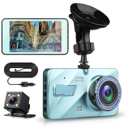 1296p-Auto-DVR mit Rückfahrkamera und 4-Zoll-Touchscreen – G-Sensor, WDR, Parken, 2 Kameras | 2-in-1-Auto-DVR mit Touchscreen und Rückfahrfunktion – 1296p, G-Sensor, WDR, Loop-Aufnahme | PZ-V12-Dual