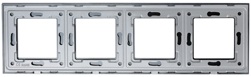 Vierfach-Rahmen-Set + 4x Schuko-Steckdose mit Erdung 230V | Gehärtetes Glas | Schwarz | SC80-4