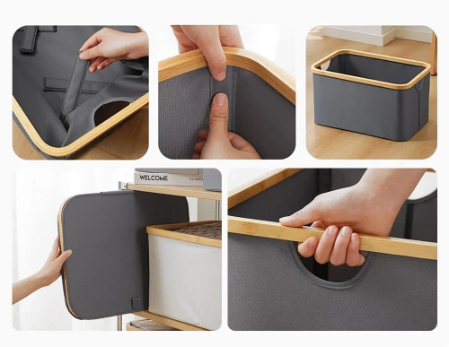 Wäschekorb | Faltbarer Wäschesack | Stoffspielzeugbehälter | Accessoire-Organizer | OCF-405-GREY