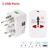 Multifunktionales Reiseadapter, Netzadapter mit Ladegerät und zwei USB-Anschlüssen | EU/USA/CN/UK/AUS | AD-T202