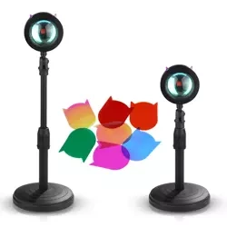 Stimmungsvolle LED-Projektorlampe, die den Sonnenuntergang imitiert, mit 7 farbigen Einsätzen