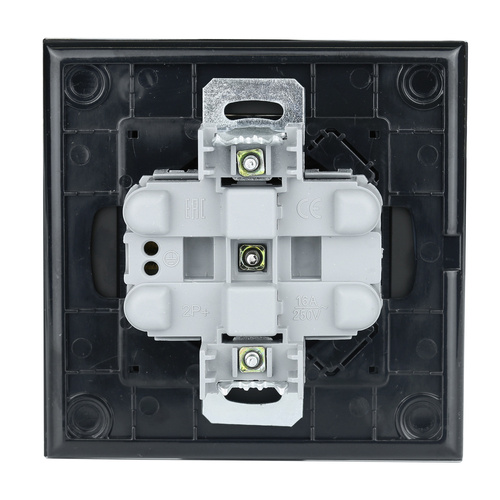 Doppelsteckdose mit Schutzkontakt | 230 V | schwarz | Glasrahmen | JX-S256