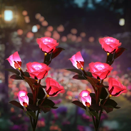 Solarblume | Solar-LED-Gartenlampe Pink Roses | 74 cm, 600 mAh | FLD-35-PINK