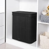 Schwarzer Wäschekorb | Bambus Spielzeugkiste | Holzwäschekorb | Zweifach Wäschekorb für das Badezimmer | RYL-100L-BLACK