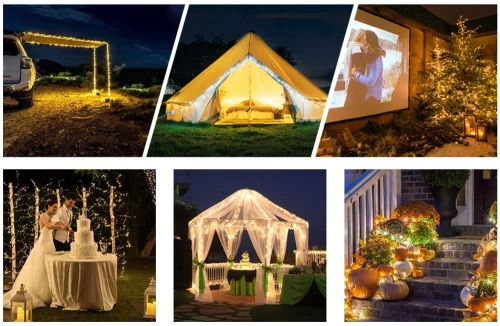 LED-Gartenlichterkette solarbetrieben, steckbar | 100 LEDs, 10 m | warmweiß | FLD-100LED-WW