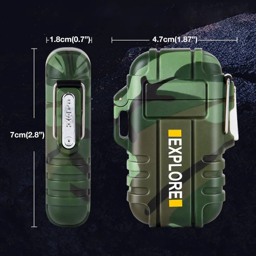 Plasma Feuerzeug | Wasserdichtes Survival Feuerzeug | USB wiederaufladbares Feuerzeug | JL-F12-Grün