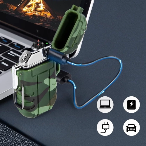 Plasma Feuerzeug | Wasserdichtes Survival Feuerzeug | USB wiederaufladbares Feuerzeug | JL-F12-Grün