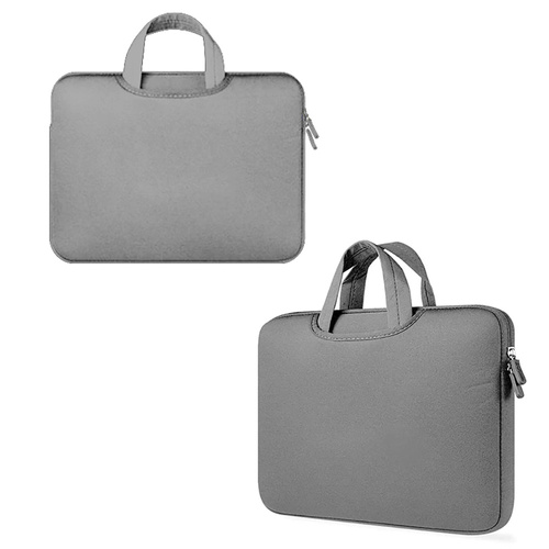 Neopren-Laptoptasche | 15,6 Zoll, mit Griffen, zwei Seitentaschen | grau | BR04