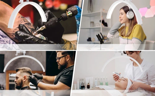 LED-Standleuchte für Tattoo-Studios, Kosmetikstudios, Wimpern- und Nagelstyling | schattenfrei | EPT-135-pink