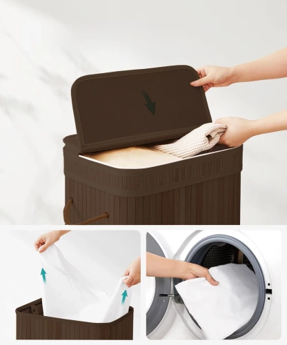 Wäschekorb | 80 l | bambus | UYL-80L-DABR