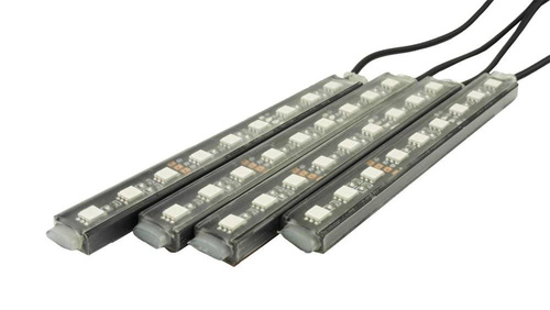 RGB-LED Innenbeleuchtung Auto | Ambientebeleuchtung Auto Atmosphäre Licht | Wasserdicht | Strip mit Zigarettenanzünder | 4x LED-Streifen 9 LEDs 5050 | IR-Fernbedienung