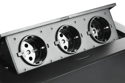 Einbau-Steckdosenleiste mit 3-fach Schutzkontakt und Erdung zum versenkten Einbau in Arbeitsplatten | JX-S267J