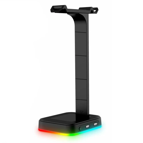 Kopfhörerständer | Haken, Ständer, Halterung für Kopfhörer | RGB-Beleuchtung | HS-D9-SCHWARZ