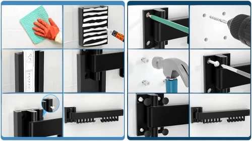 Ausziehbarer Kleiderständer | Klappbarer Wäscheständer mit Wandstange und Haken | weiß | LYJ-T90-WHITE