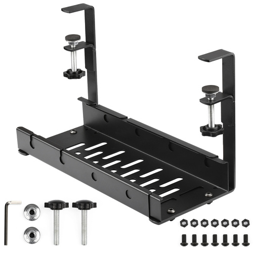 Verstellbarer Kabel-Organizer für Schreibtischunterbau 29-53 cm | Korb, Führung, Halterung | Schwarz | CWT-O3