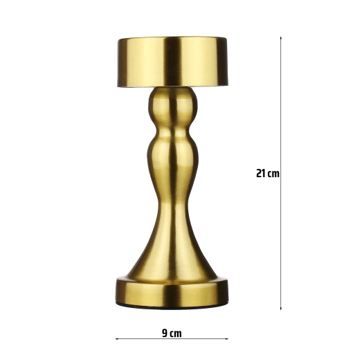 LED-Tischleuchte mit integriertem Akku | Nachttischleuchte mit drei Lichtfarben | Stimmungslicht für Hotel, Restaurant | gold | HJA10-A-GOLD