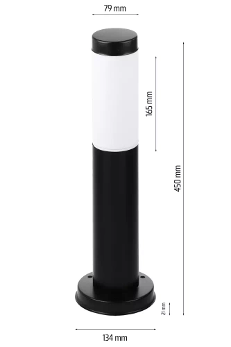 Gartenstandleuchte mit rundem Sockel für E27-Glühbirne | 230V Stromversorgung, Edelstahl | Mattschwarz, 45cm | LLR-45CM
