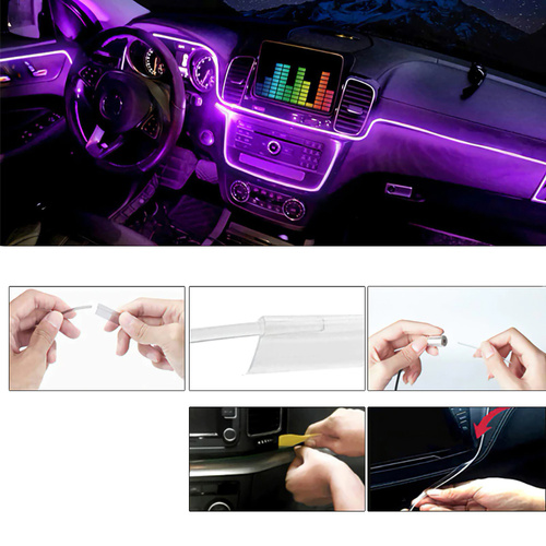 12V Auto LED Innenbeleuchtung, 8M LED 5050 RGB Ambientebeleuchtung Atmosphäre Neon Lichtleiste Light, wasserdichte LED Licht Strip Streifen mit APP | 4 in 1 6 in 1