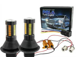 2-in-1 Tagfahrlicht mit Kontrollleuchte | 66 SMD 4014 Birnen | LED-Tagfahrlicht mit Blinker | MIT AUTOMATIK