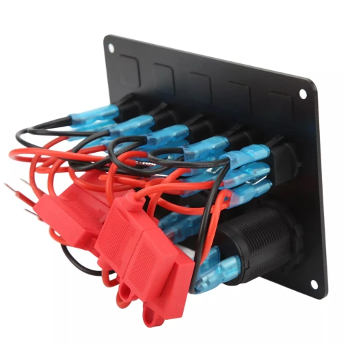 Bedienfeld 12V 24V IP65 mit USB | Bedienfeld mit beleuchteten Schaltern | Dual-USB-Ladegerät 2,1 A/5 V | 12V Zigarettenanzünderbuchse 