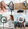 26 cm LED-Ringlicht mit 210 cm Stativ | Make-up-, Streaming- und Aufnahmeset mit Telefonhalterung |