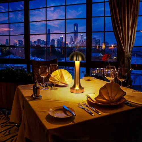 Touch-Tischleuchte mit einstellbarer Lichtfarbe | USB-Pilzleuchte, kabellos | HJA11-COPPER